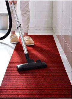 Kutis 2-Piece Set Kitchen Mat Non-Slip Rugs Set Line Design Quickly Absorbs Water Red 120 x 40 and 60 x 40 Centimeter  - Image 2