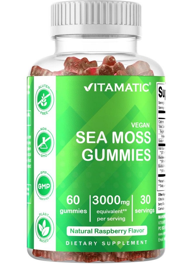 Vitamatic 3 Pack Irish Sea Moss Gummies- 3000mg Equivalent Per Serving (from Extract 132.5 mg) - 60 Ct - Made with Bladderwrack & Burdock Root - Seamoss Supplement for Thyroid, Energy, Immune Support - Image 5