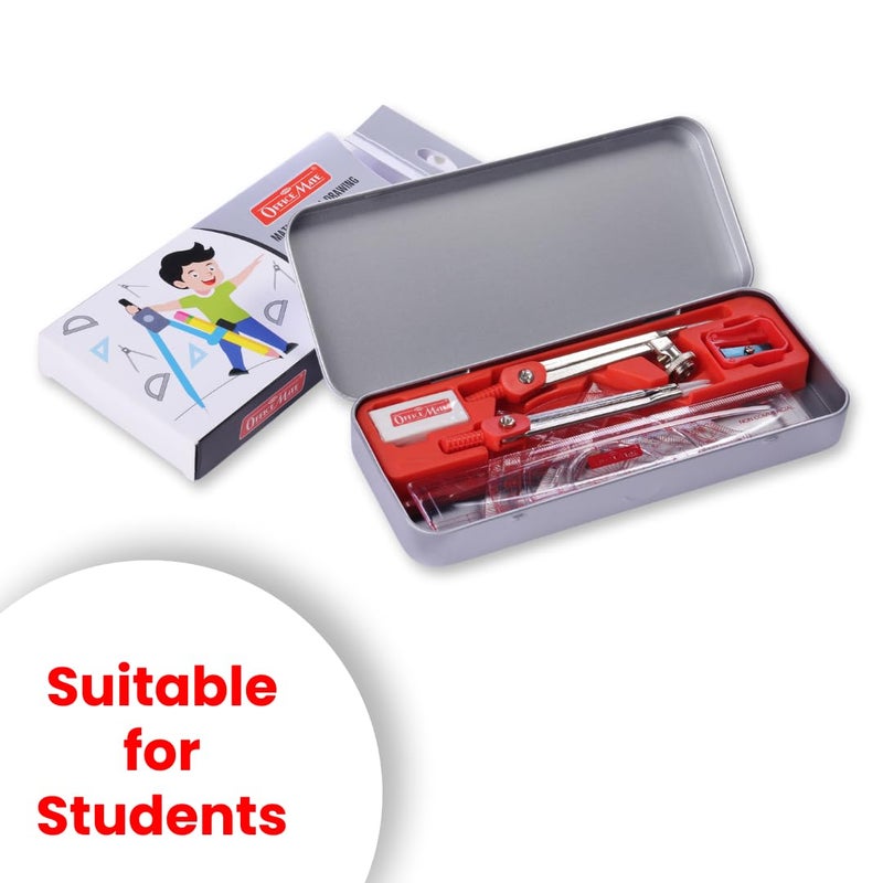 Office Mate Soni Officemate Geometry Box - Mathematical Drawing Instrument Box, Geometry Box For Students, Unique Switchable Arm Compass - Image 3