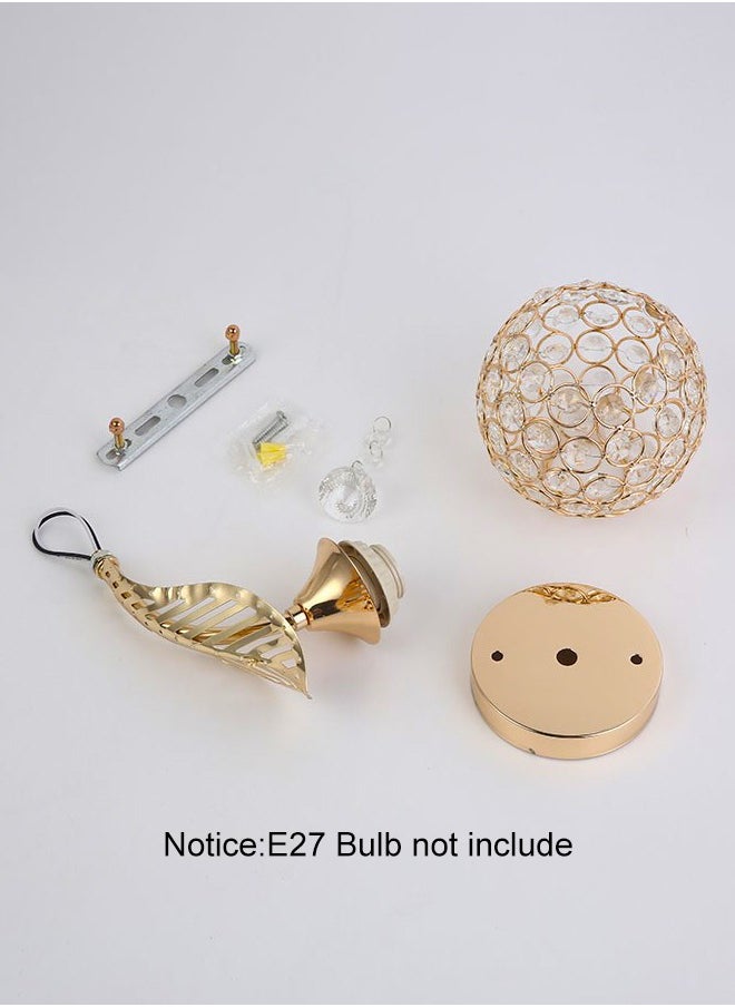 Goeco - Crystal Bedside Wall Sconce, Gold Wall lights, European Standard, E27 Base, (Light Source Not Included,Can use any E27 bulb) - Image 1