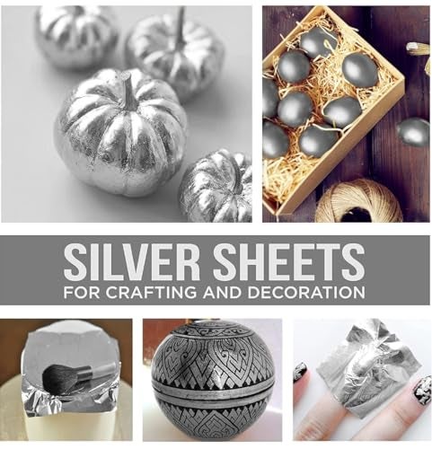 SGLS Italian Silver Leaf FOILS Paper Sheets (6×6 INCHES) for Gilding, Resin, Painting Art, Crafting, Drawing, Mysore Painting, Home Decoration, Art and Crafts DIYs, Slime ETC (25 pcs) - Image 2