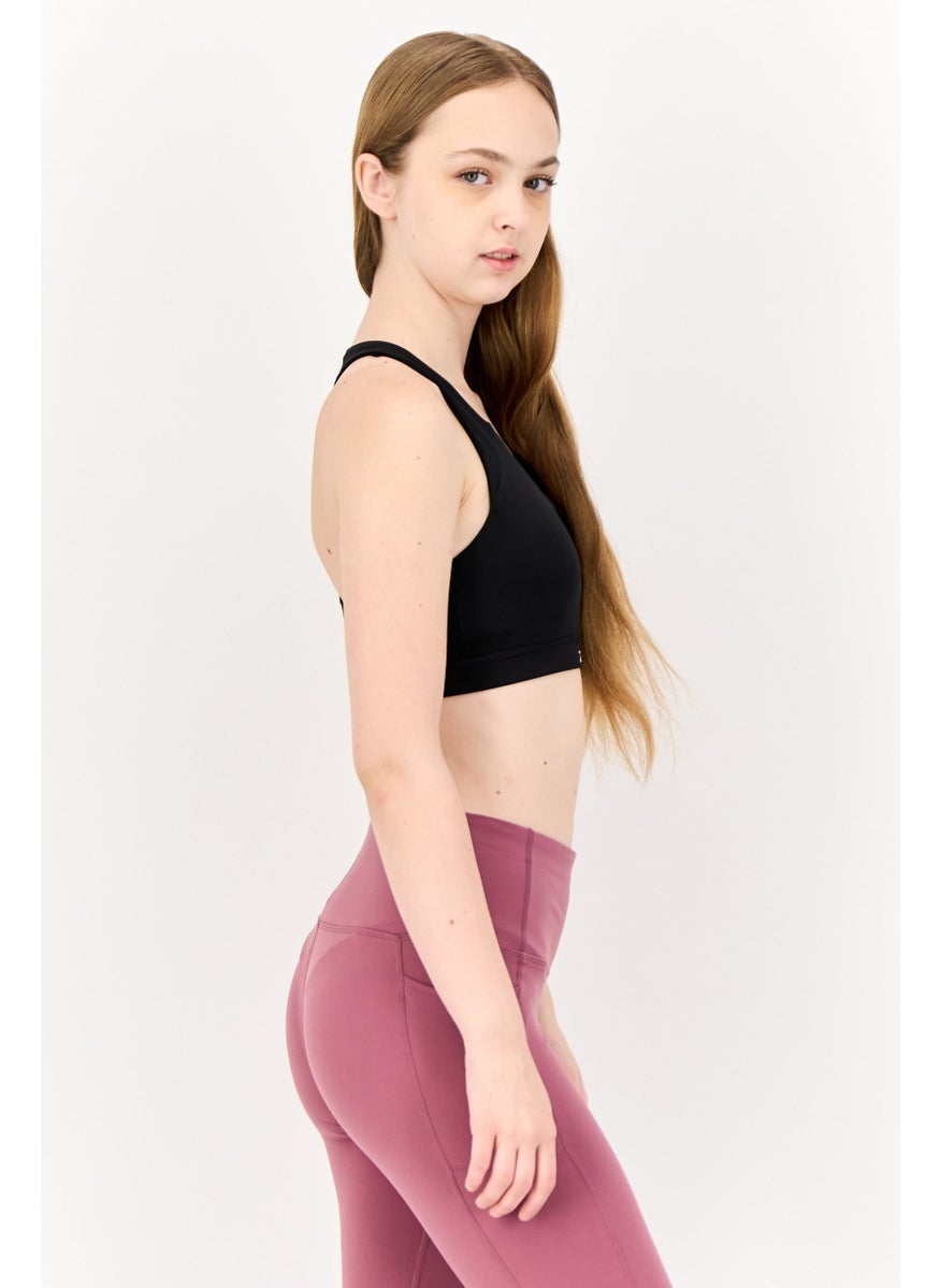 Reebok Women Brand logo Padded Sports Bra, Black  - Image 4