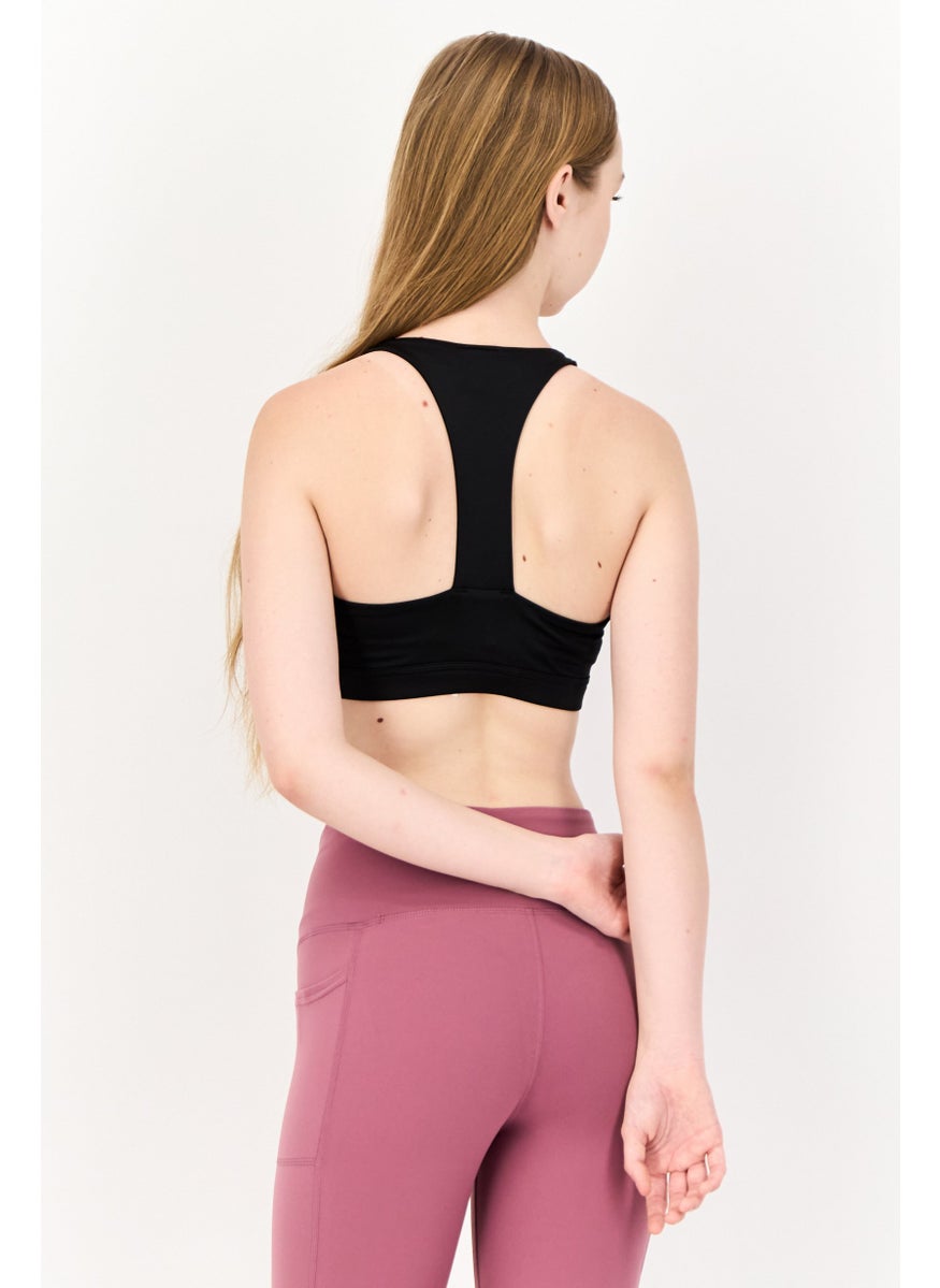Reebok Women Brand logo Padded Sports Bra, Black  - Image 3