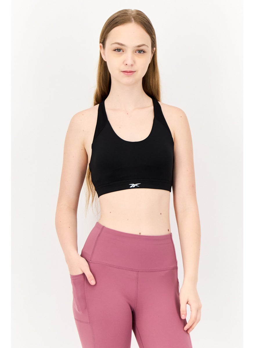 Reebok Women Brand logo Padded Sports Bra, Black  - Image 1