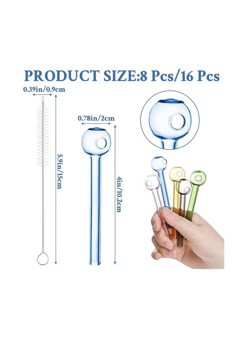 هومستر طقم 8 قطع من قصبات الشرب الزجاجية المقاومة للكسر - قصبات قصيرة قابلة لإعادة الاستخدام بطول 4 إنش مع فرشاة تنظيف، آمنة للغسالة الصحون للكوكتيل والقهوة والعصائر - Image 2