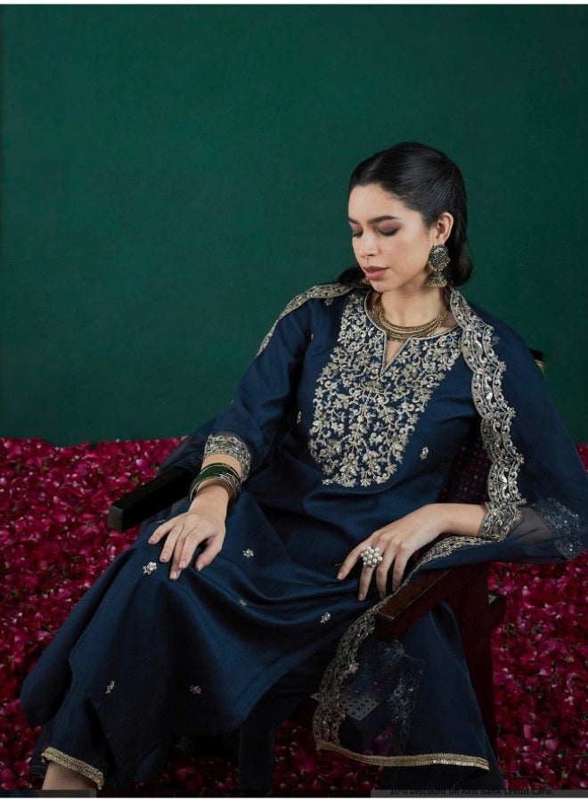 Ameya Chanderi Kurti with Dupatta - Anarkali - Image 1