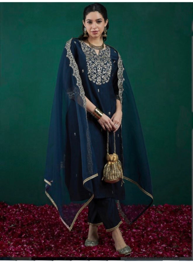 Ameya Chanderi Kurti with Dupatta - Anarkali - Image 2