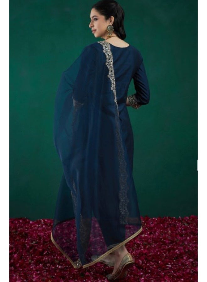 Ameya Chanderi Kurti with Dupatta - Anarkali - Image 3