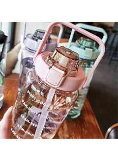Arabest 2L Large Capacity Water Bottle, Portable Plastic Water Bottle, Sports Water Bottle, With a Pop-Up Lid and Time Mark Reminder Cream Cup, Used for Outdoor Sports and Fitness-Pink  - Image 3