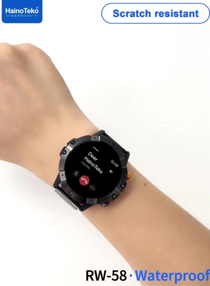 Haino Teko RW-58 Waterproof Smartwatch Black – Large AMOLED Display with High Resolution, 3 Interchangeable Straps, Fitness Tracking, Heart Rate Monitor, Sleep Tracking, Long Battery Life, IP68 Water Resistant, Designed for Men, Stylish and Durable Wearable - Image 5