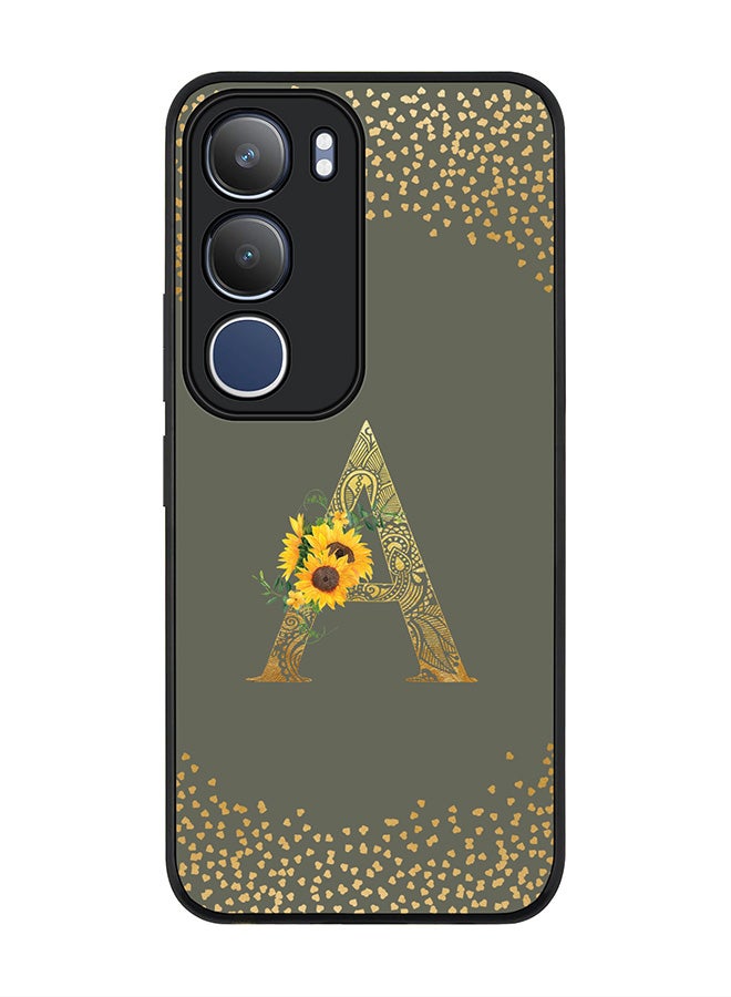 Stylizedd For vivo Y19s / Y19s Pro Case,Slim fit Camera Protection, Shockproof Thin Phone cover  - Custom Floral Monogram - A  (Olive Green )