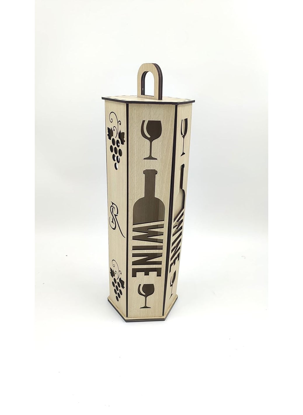 MeeCraft MeeCraft Portable Wooden Wine Box with Handle for 750 ml Bottle Skotch and Whisky Holder and Case for Home Bar Restaurants Hotels Gift for Friends 129x111x3937cm Beige  - Image 1