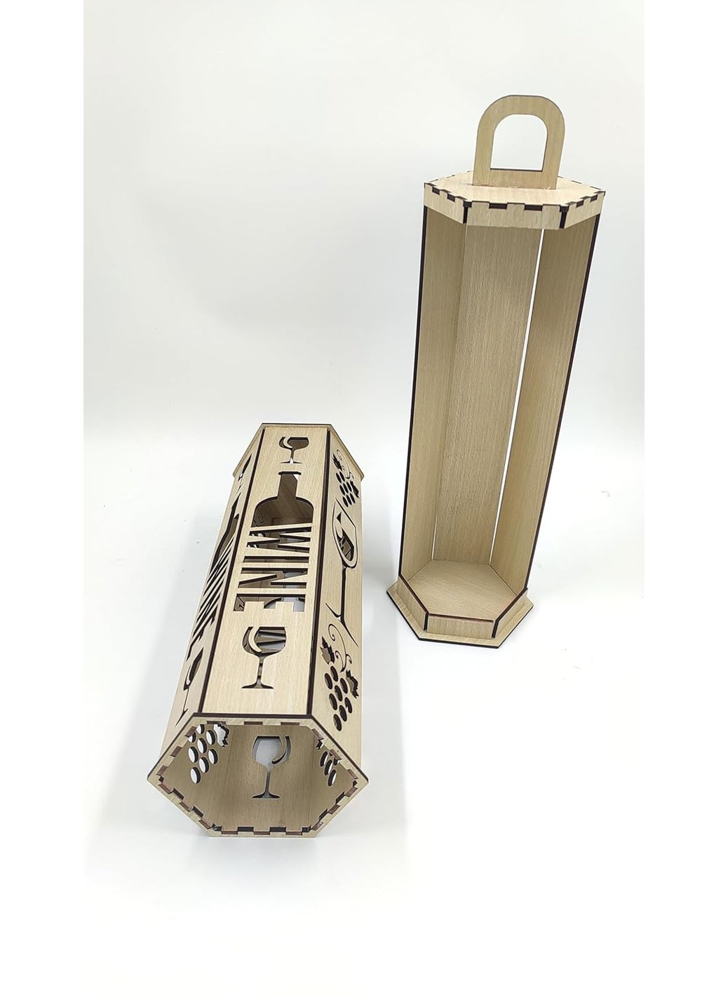 MeeCraft MeeCraft Portable Wooden Wine Box with Handle for 750 ml Bottle Skotch and Whisky Holder and Case for Home Bar Restaurants Hotels Gift for Friends 129x111x3937cm Beige  - Image 2