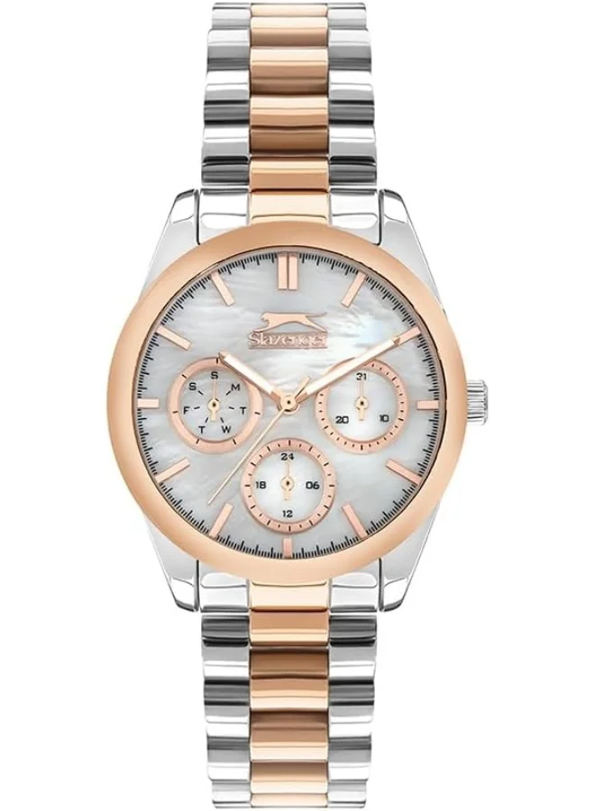 Slazenger Slazenger Women's 6P29 Movement Watch, Multi Function Display and Metal Strap - SL.9.2063.4.04, Silver+Rose Gold