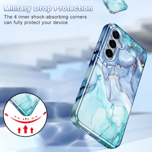 Avocase Compatible with Samsung Galaxy S25 FE Case, Marble Pattern 3 in 1 Heavy Duty Shockproof Full Body Hard PC+Soft Silicone Drop Protective Women Girls Case for Galaxy S25 FE (2025), Blue Cyan - Image 5
