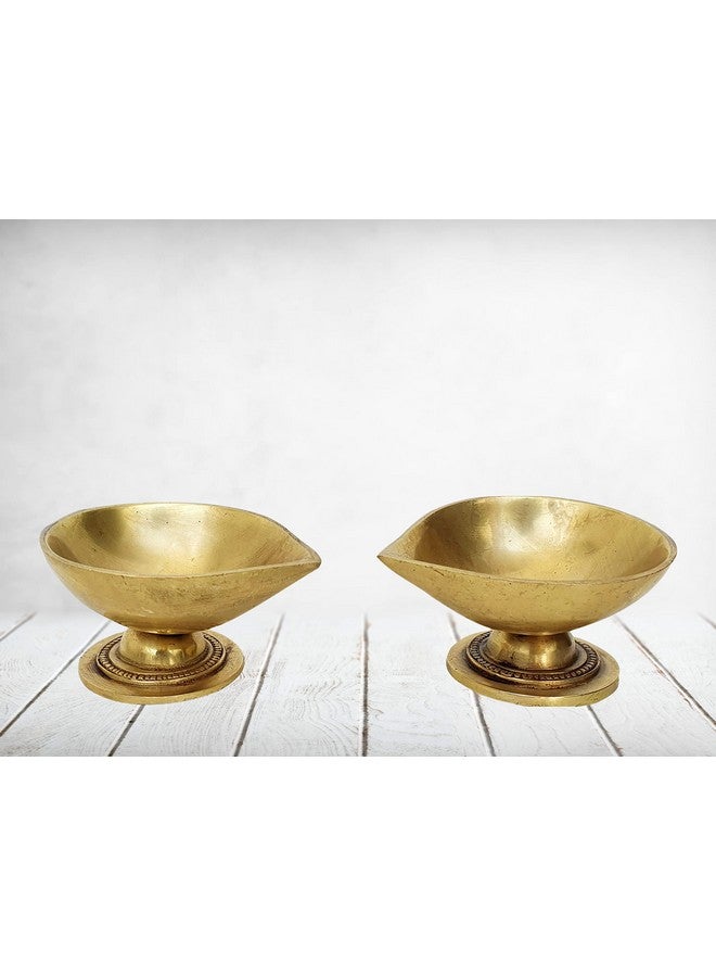 Elegant Brass Diya/Brass Deepam,Brass Deepak,Akhand Diya for Puja Room Set of 2