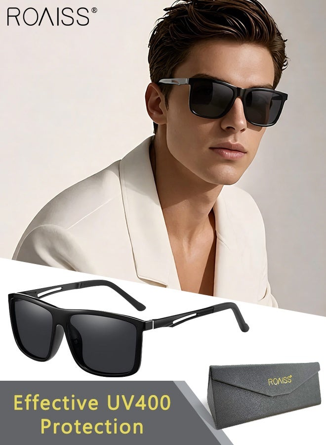 Men's Fashion Polarized Sunglasses UV400 Protection and Anti-glare Black Retro Sun Glasses Outdoor Sun Shades for Driving, Traveling, Fishing, Golf