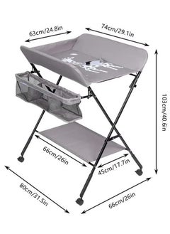 Mi VAZA Baby Changing Table With Wheels, Portable Diaper Changing Station With Storage Rack For Newborn, Waterproof And Durable Diaper Changing Table(Light Grey)  - Image 5