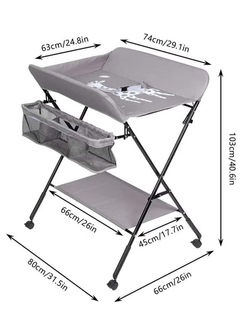 Mi VAZA - Baby Changing Table With Wheels, Portable Diaper Changing Station With Storage Rack For Newborn, Waterproof And Durable Diaper Changing Table(Light Grey) - Image 1