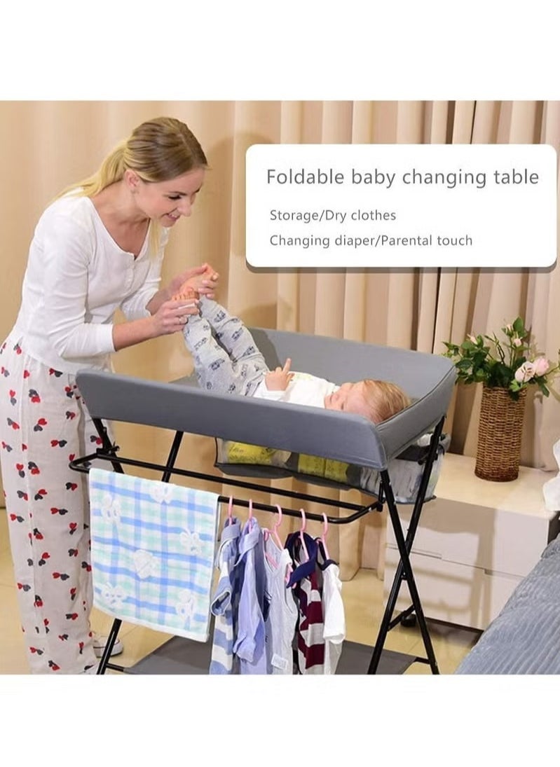 Mi VAZA - Baby Changing Table With Wheels, Portable Diaper Changing Station With Storage Rack For Newborn, Waterproof And Durable Diaper Changing Table(Light Grey) - Image 1