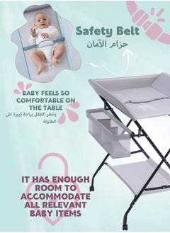 Mi VAZA Baby Changing Table With Wheels, Portable Diaper Changing Station With Storage Rack For Newborn, Waterproof And Durable Diaper Changing Table(Light Grey)  - Image 4
