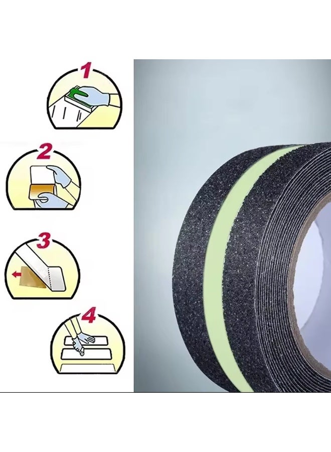 5CM X 5M Anti Slip Traction Tape With Glow in Dark Green Stripe Friction Abrasive Adhesive For Stair Tread Step Indoor Outdoor - Image 5