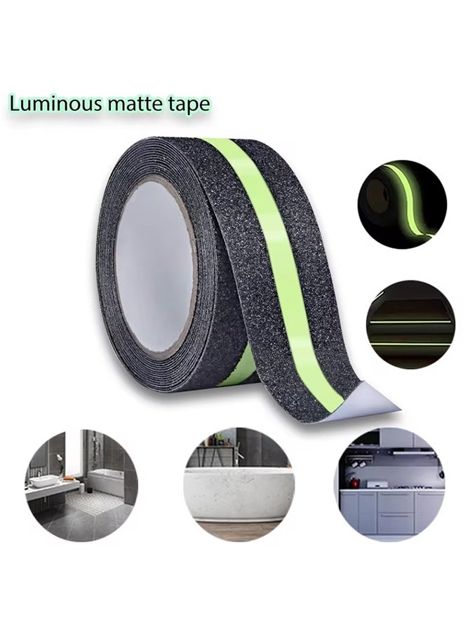 5CM X 5M Anti Slip Traction Tape With Glow in Dark Green Stripe Friction Abrasive Adhesive For Stair Tread Step Indoor Outdoor - Image 1