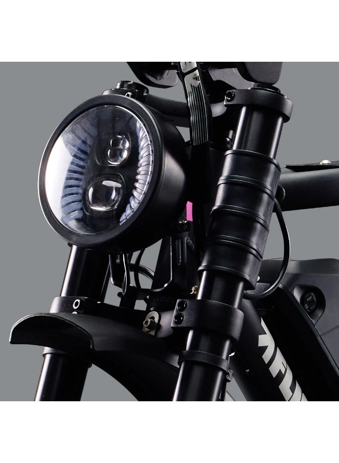 Flight Risk FR777 Electric Bike in Black with Dual 1000W Motors (All-Wheel Drive), Shimano 7-Speed Gearing, and 4-Piston Tektro Hydraulic Disc Brakes for High-Performance Off-Road Riding - Image 5