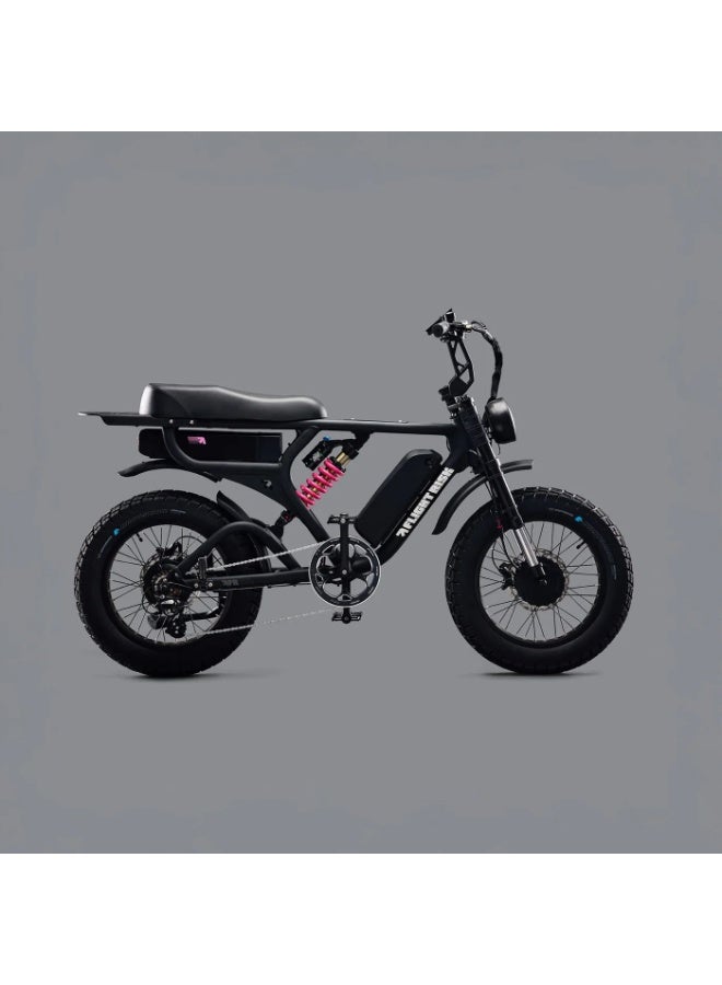 Flight Risk FR777 Electric Bike in Black with Dual 1000W Motors (All-Wheel Drive), Shimano 7-Speed Gearing, and 4-Piston Tektro Hydraulic Disc Brakes for High-Performance Off-Road Riding - Image 1