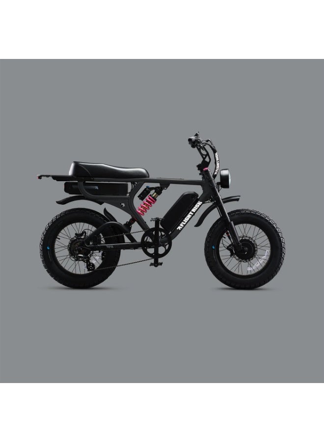 Flight Risk FR777 Electric Bike in Black with Dual 1000W Motors (All-Wheel Drive), Shimano 7-Speed Gearing, and 4-Piston Tektro Hydraulic Disc Brakes for High-Performance Off-Road Riding - Image 3