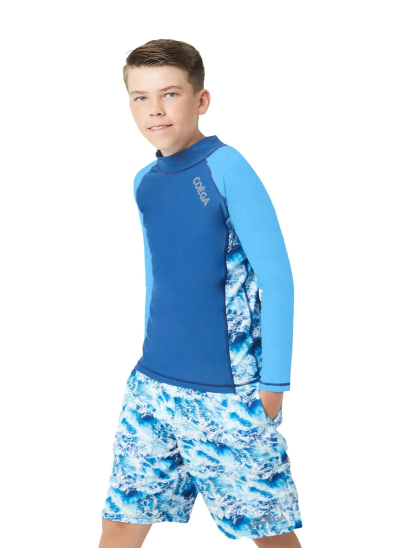 كويجا صن وير COEGA Boys Youth Rashguard Long Sleeve - Navy Waves
