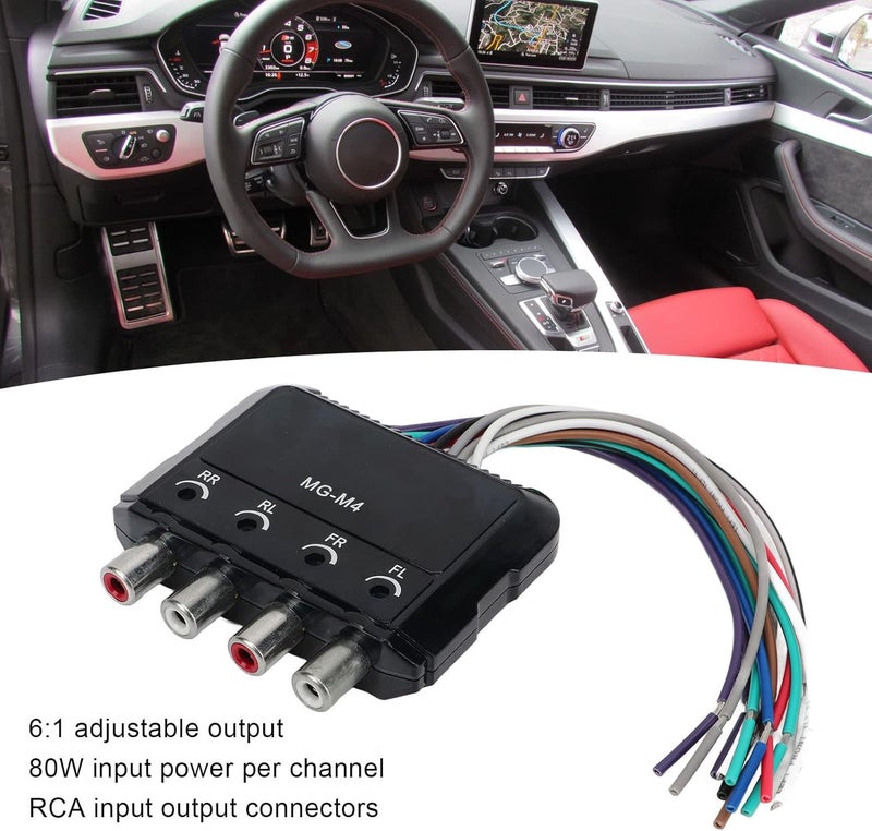 كلاراكو محول صوت عالي إلى منخفض، 4 قنوات، مضاد للتداخل، يقلل الضوضاء، محول تردد خط RCA - Image 4