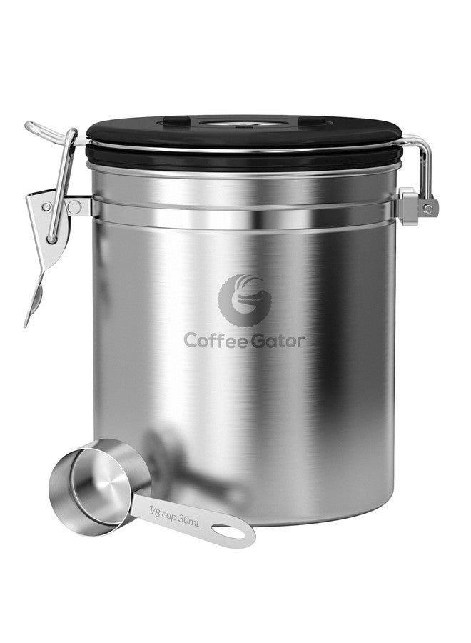 Coffee Gator Coffee Canister - 16oz, Airtight Stainless Steel Kitchen Food Storage Container with Date Tracker, Scoop for Grounds Bar Accessories, Beans,Tea, Sugar, Flour - Coffee Lover, Silver - Image 1