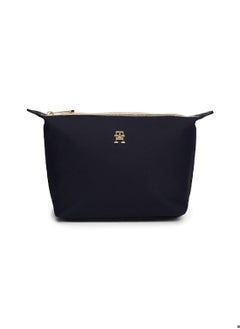 TOMMY HILFIGER Women's Th Monogram Signature Zip Washbag, Blue- Recycled Polyester  - Image 1