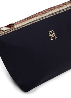 TOMMY HILFIGER Women's Th Monogram Signature Zip Washbag, Blue- Recycled Polyester  - Image 3