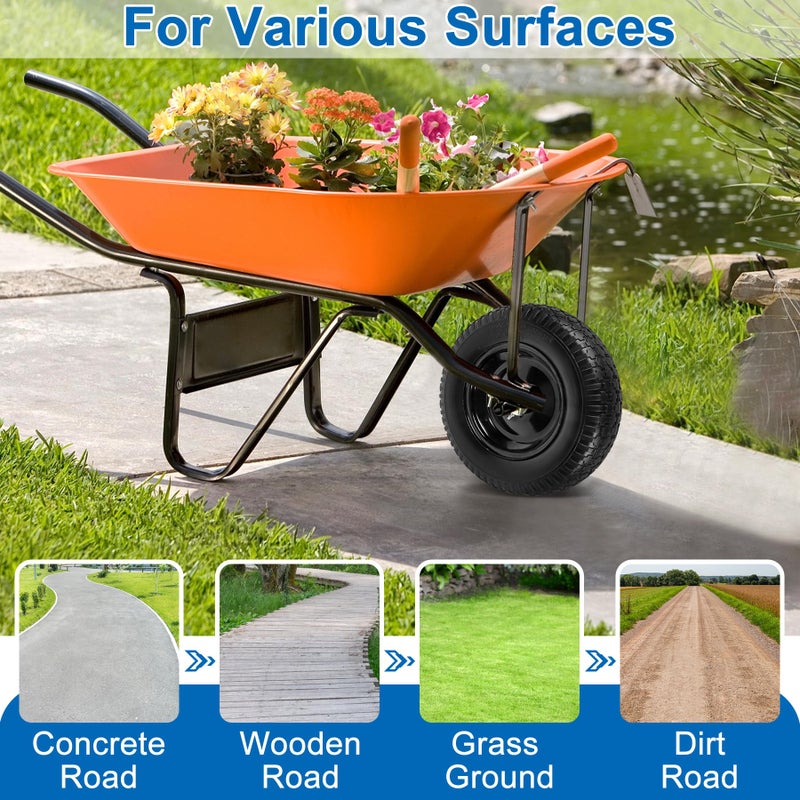 phepetroll 4.80/4.00-8" Flat Free Wheelbarrow Tires and Wheels, 14.5" Universal Fit Solid Tires with 5/8" or 3/4" Bearing, 3"-7" Hub, Adapter Kit Hand Truck Wheels Replacement for 3.50/2.50-8", 4.00-6"etc, 1 PCS - Image 4