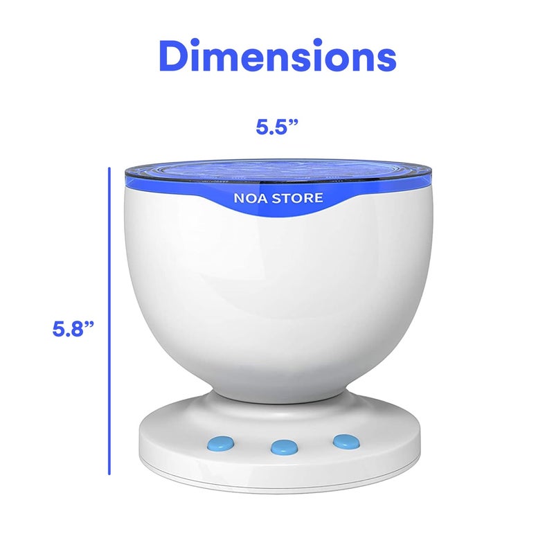 Noa Store Sensory LED Room Lights - Light Projector for Bedroom - Ocean Waves Projection Lamp with Calming Music - Night Light for Kids - Blue Ceiling Projector Lamps for Adults and Children - Image 3