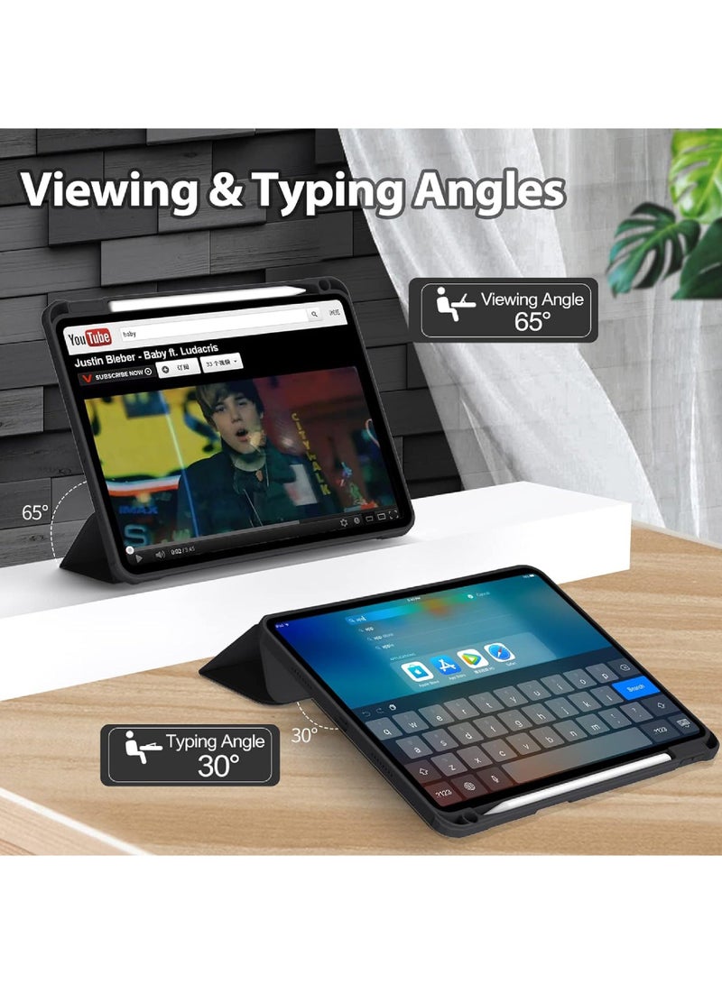 روك بو أبل آي باد برو 11 بوصة ( 2022 / 2021 / 202 / 2018 ) حالة الهاتف المحمول ، مع حامل القلم ، [ دعم أبل قلم رصاص شحن و لمسة معرف ] ، الهاتف المحمول حالة شفافة ، التلقائي الصحوة / النوم - Image 4