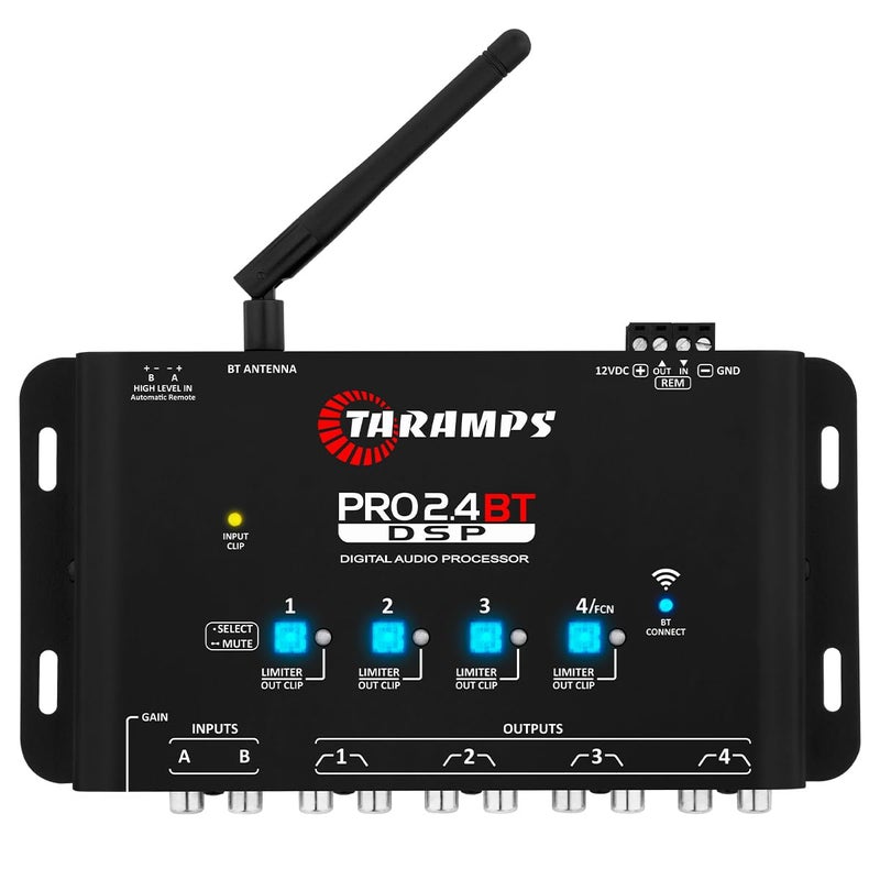 Taramp's Taramps Pro 24 BT Bluetooth DSP Crossover Full Digital Signal Processor Car Audio Equalizer with App Gain up to 9V 15 Band Graphic Equalization 12 preset EQ 2 in and 4 Out High Level Input - Image 2
