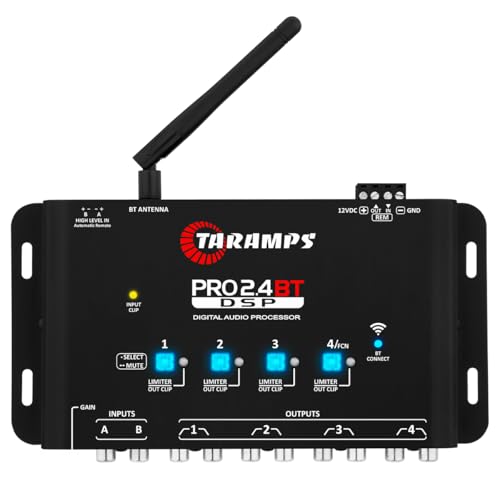 Taramp's Taramps Pro 24 BT Bluetooth DSP Crossover Full Digital Signal Processor Car Audio Equalizer with App Gain up to 9V 15 Band Graphic Equalization 12 preset EQ 2 in and 4 Out High Level Input - Image 1