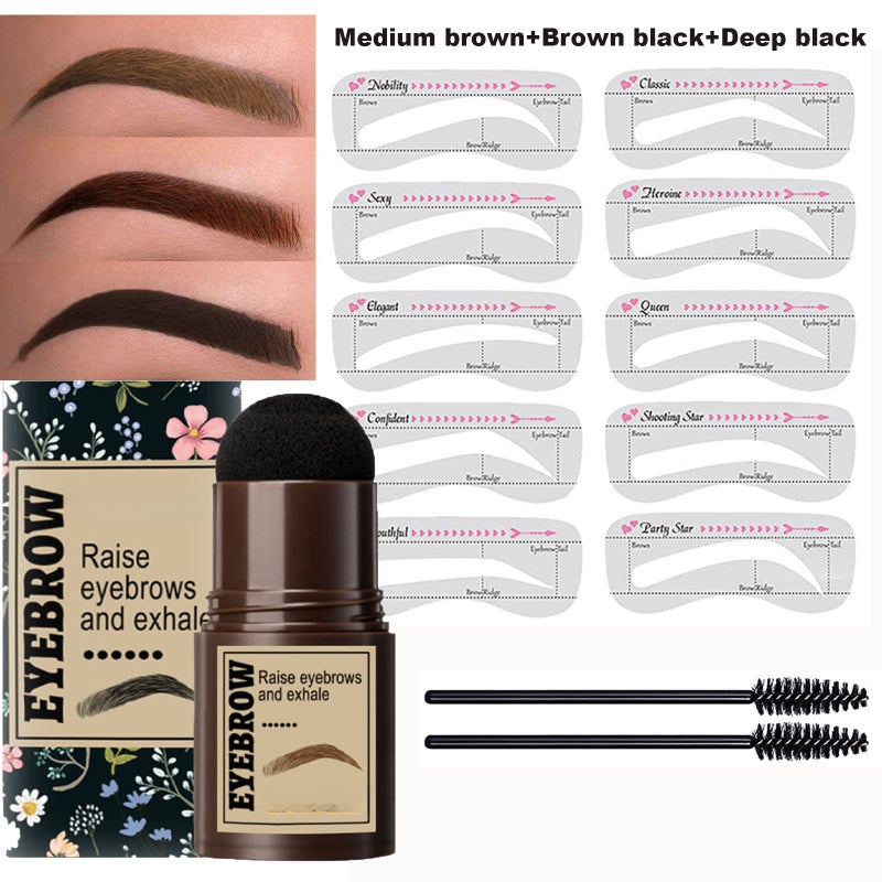 Eyebrow Stamp Stencil Kit One Step Brow Stamp Shaping Kit stamp on eyebrows waterproof Eyebrow Definer Long Lasting Eyebrow Stamp With 10 Reusable Eyebrow Stencils - Image 1