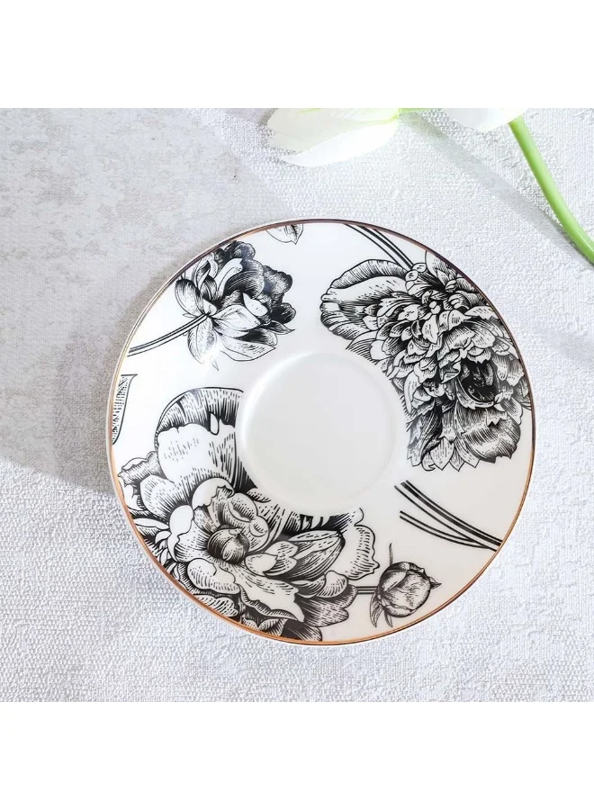 DANUBE HOME 8 Piece Cup & Saucer Set Elegant Porcelain Tea Cups and Saucers for 4 Stylish Tea Set with Floral Design Perfect for Home Tea & Coffee Lovers