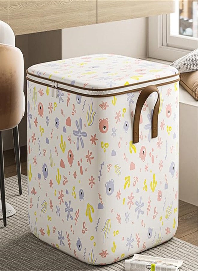 SYOSI 100L Large Storage Chest, Clothes Organizer Box Foldable Blanket Quilt Zipper Storage Bags with Handle, Moving Luggage Bags, Large Capacity Thick Fabric Storage Boxes for Toys, Clothing Storage Boxes - Image 1