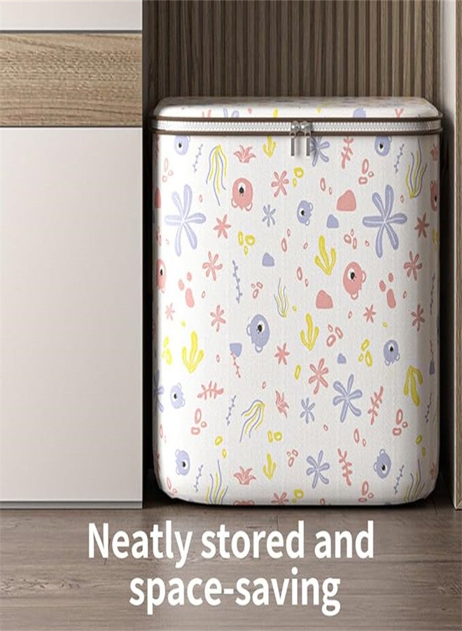 SYOSI 100L Large Storage Chest, Clothes Organizer Box Foldable Blanket Quilt Zipper Storage Bags with Handle, Moving Luggage Bags, Large Capacity Thick Fabric Storage Boxes for Toys, Clothing Storage Boxes - Image 4