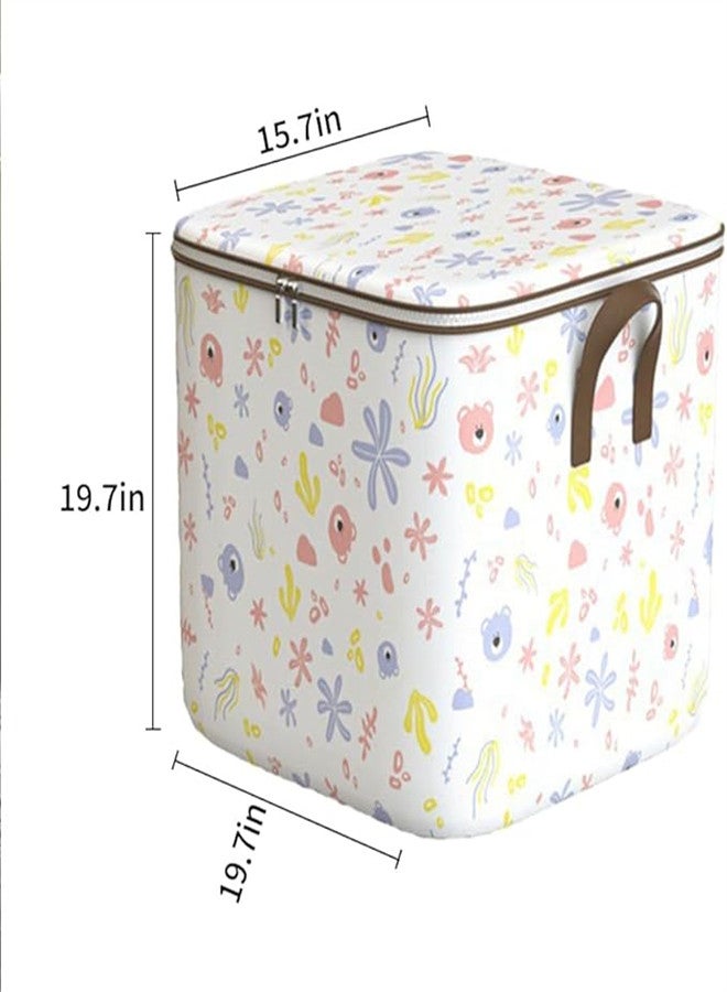 SYOSI 100L Large Storage Chest, Clothes Organizer Box Foldable Blanket Quilt Zipper Storage Bags with Handle, Moving Luggage Bags, Large Capacity Thick Fabric Storage Boxes for Toys, Clothing Storage Boxes - Image 2