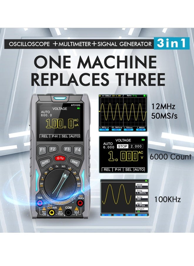 Generic AT312G 3 in 1 Oscilloscope Digital Scope Multimeter with 12MHz Bandwidth 50MSa/s Sampling Rate Built-in Generator Multiple Multimeter Tester Function  - Image 4
