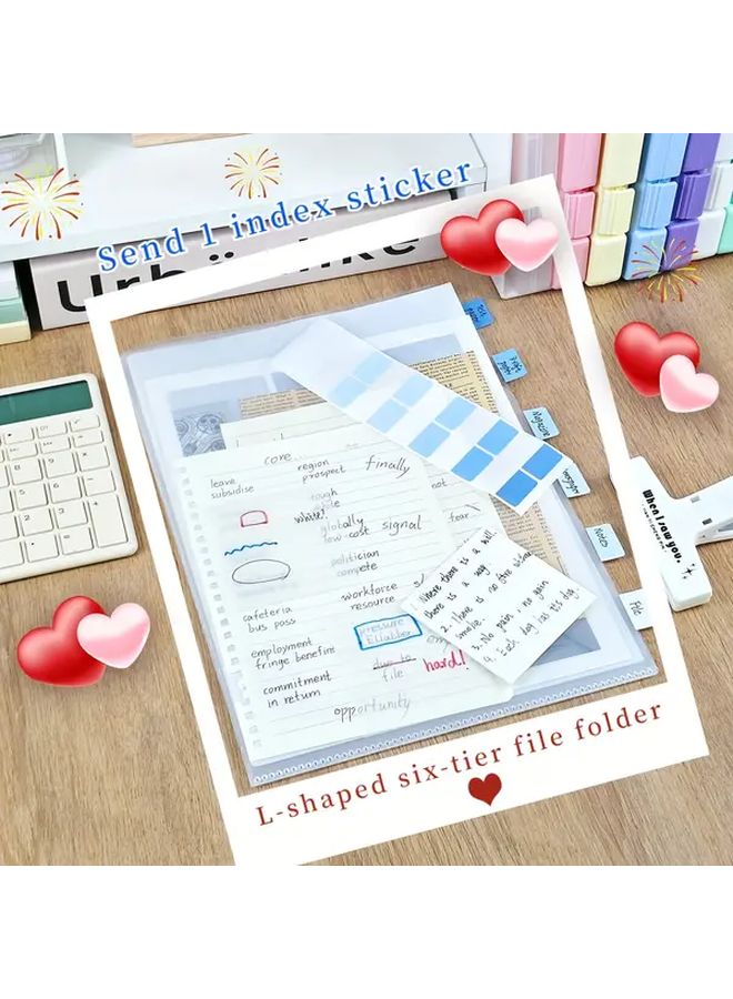 L Type Upgraded Six Layer Insert Transparent A4 Document Organizer With Index Stickers - Image 1
