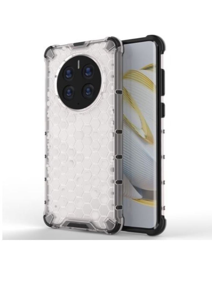 For Huawei Mate 50 Pro Shockproof HoneyComb Back Cover , Defender Corners and Semi Transparent Back Compatible With Huawei Mate 50 Pro (6.74'') (Transparent) - Image 1