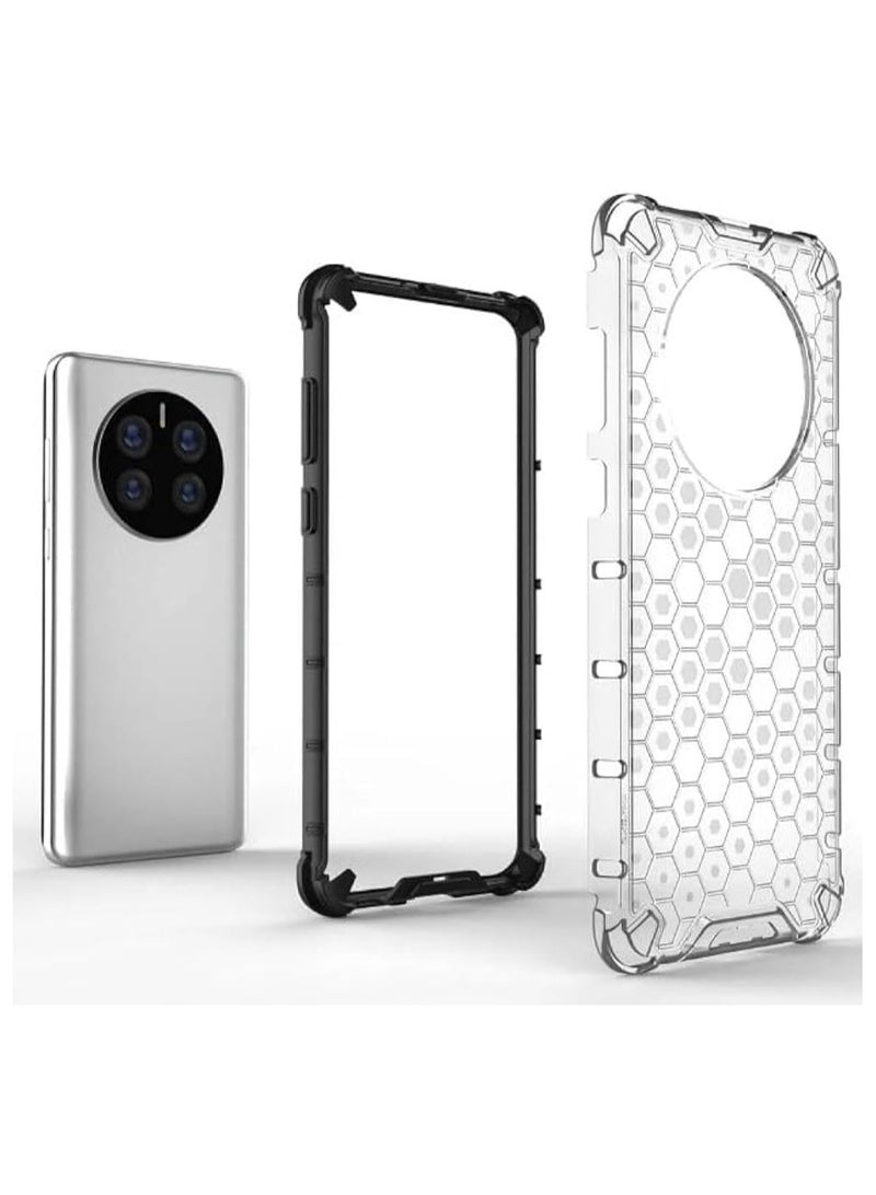 For Huawei Mate 50 Pro Shockproof HoneyComb Back Cover , Defender Corners and Semi Transparent Back Compatible With Huawei Mate 50 Pro (6.74'') (Transparent) - Image 3