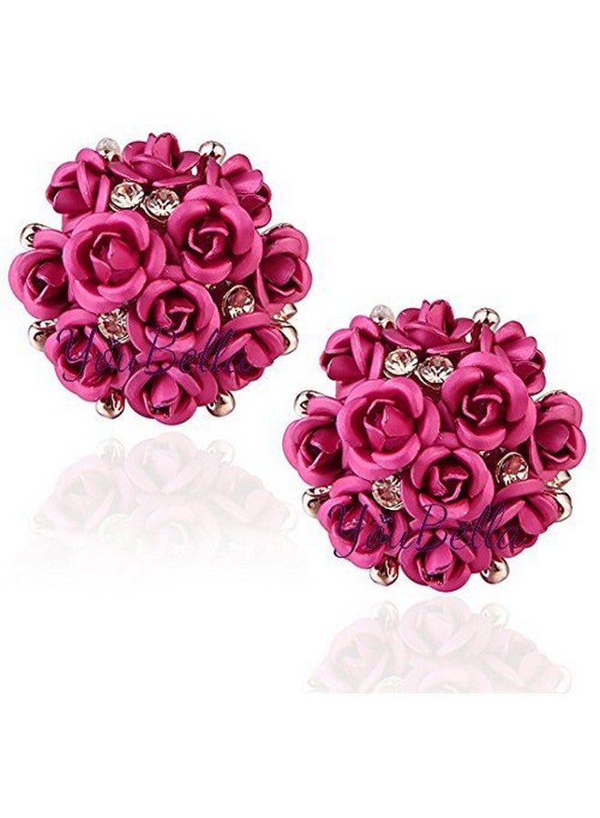 YouBella Fashion Jewellery Rose Shape Stud Earrings for Girls and Women (Pink) - Image 1